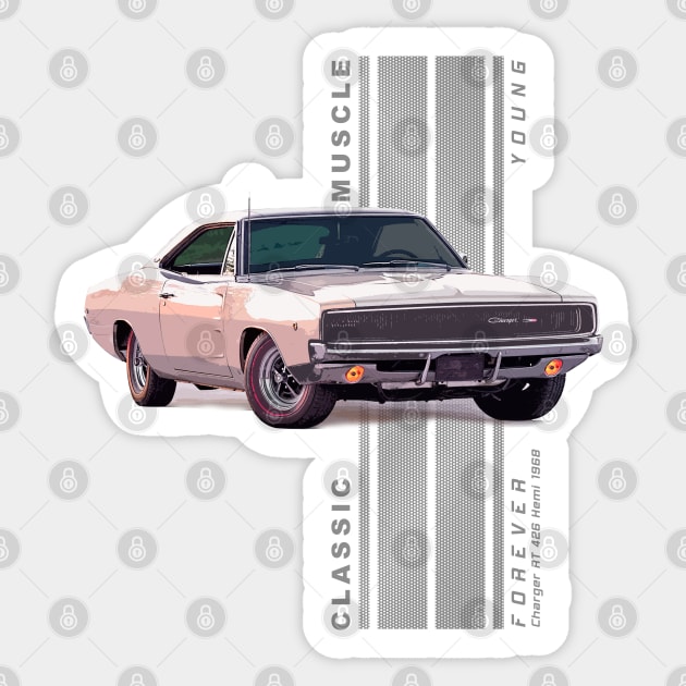 Charger RT 426 Hemi Classic American Muscle Cars Vintage Sticker by Jose Luiz Filho